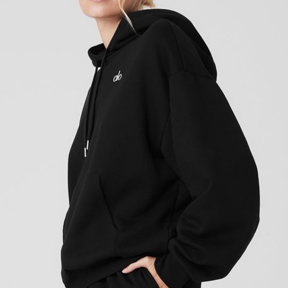 ALO Yoga Tops - ALO Black Accolade Hoodie Sweatshirt Medium